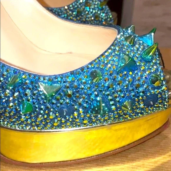 Christian Louboutin Very Mix 150mm Pot Pourri Aqua size 39. - Picture 8 of 12